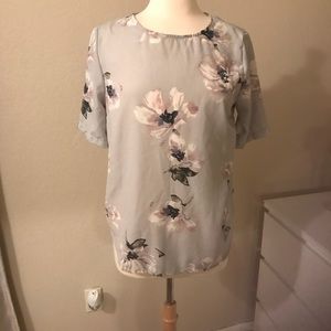 Gray floral top